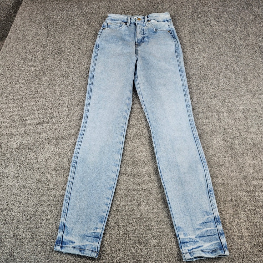 Good American Good Skinny Jeans Light Blue High Rise Size 0 25 GCSKCL67T BLUE807